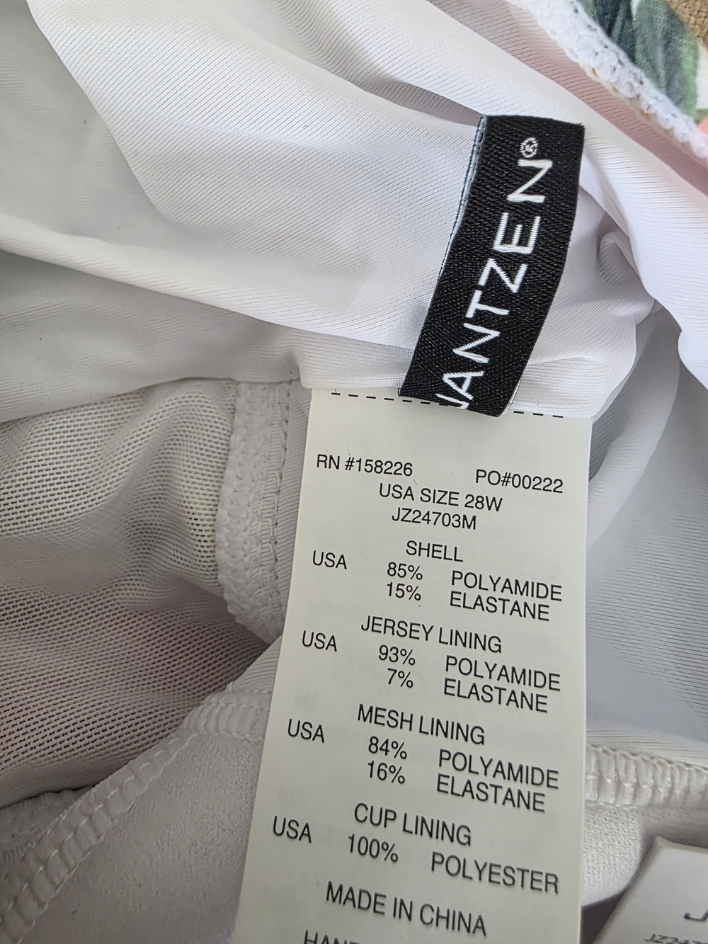 Jantzen Floral Twist Ivory Ruched Swimsuit 28W - Picture 5 of 5